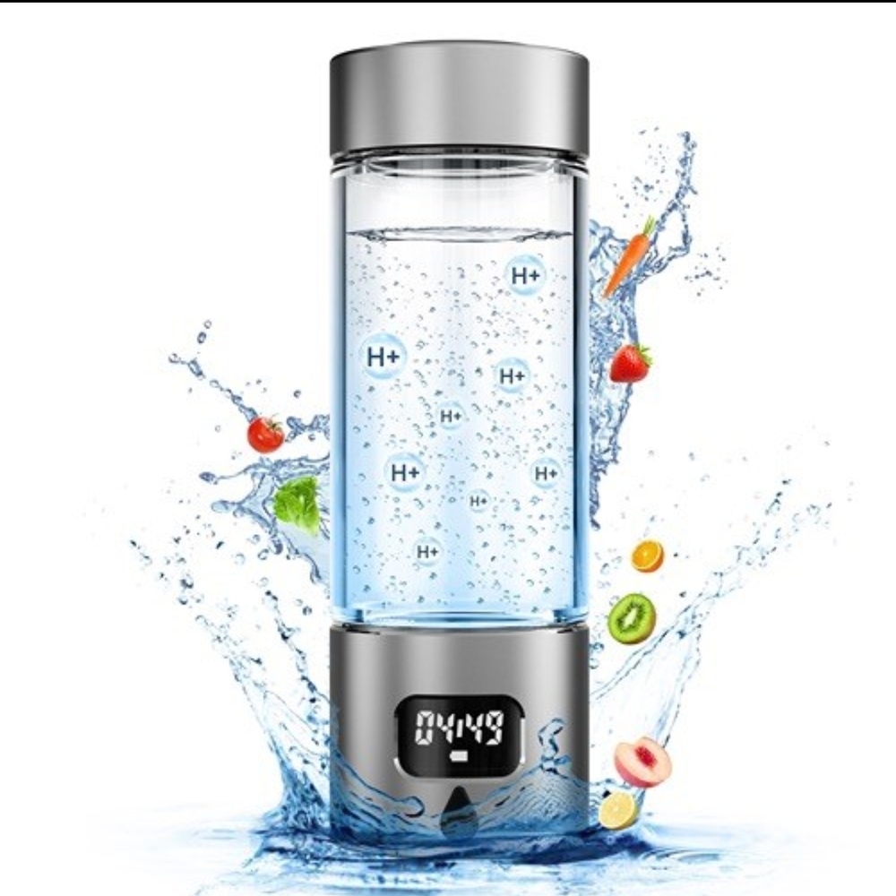 Silver and Clear Water Bottle with Digital Display